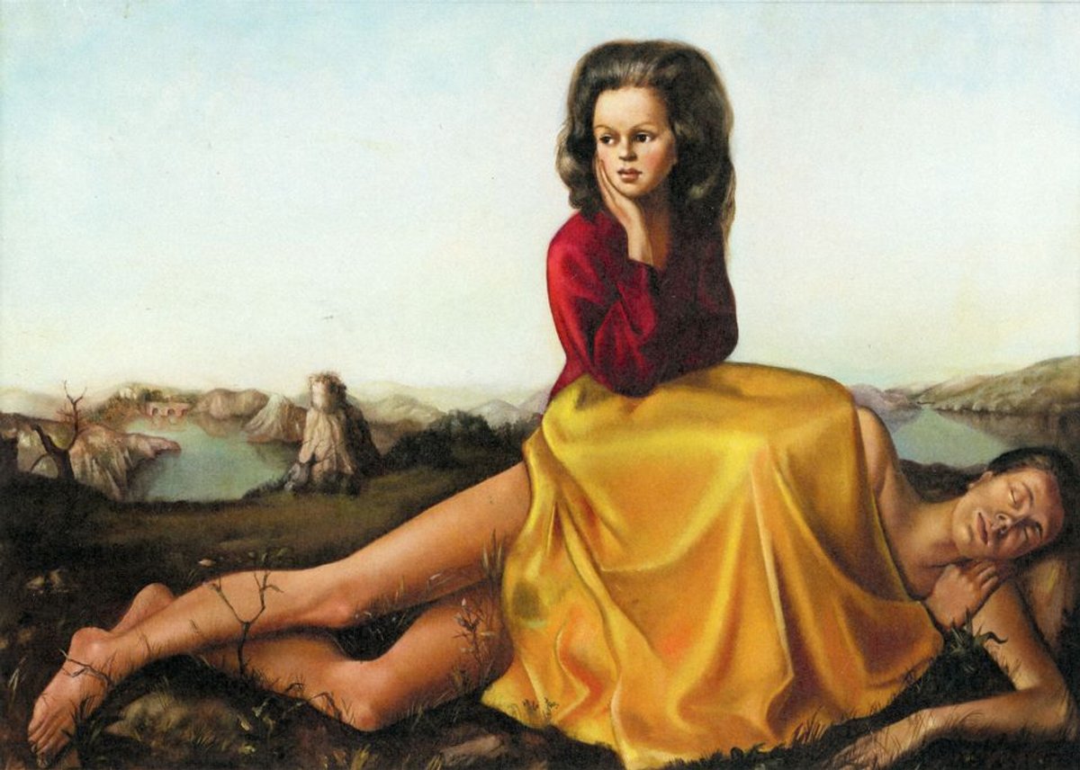 Leonor Fini, Woman Seated on a Naked Man (Femme assise sur un homme nu) (1942) © Private collection