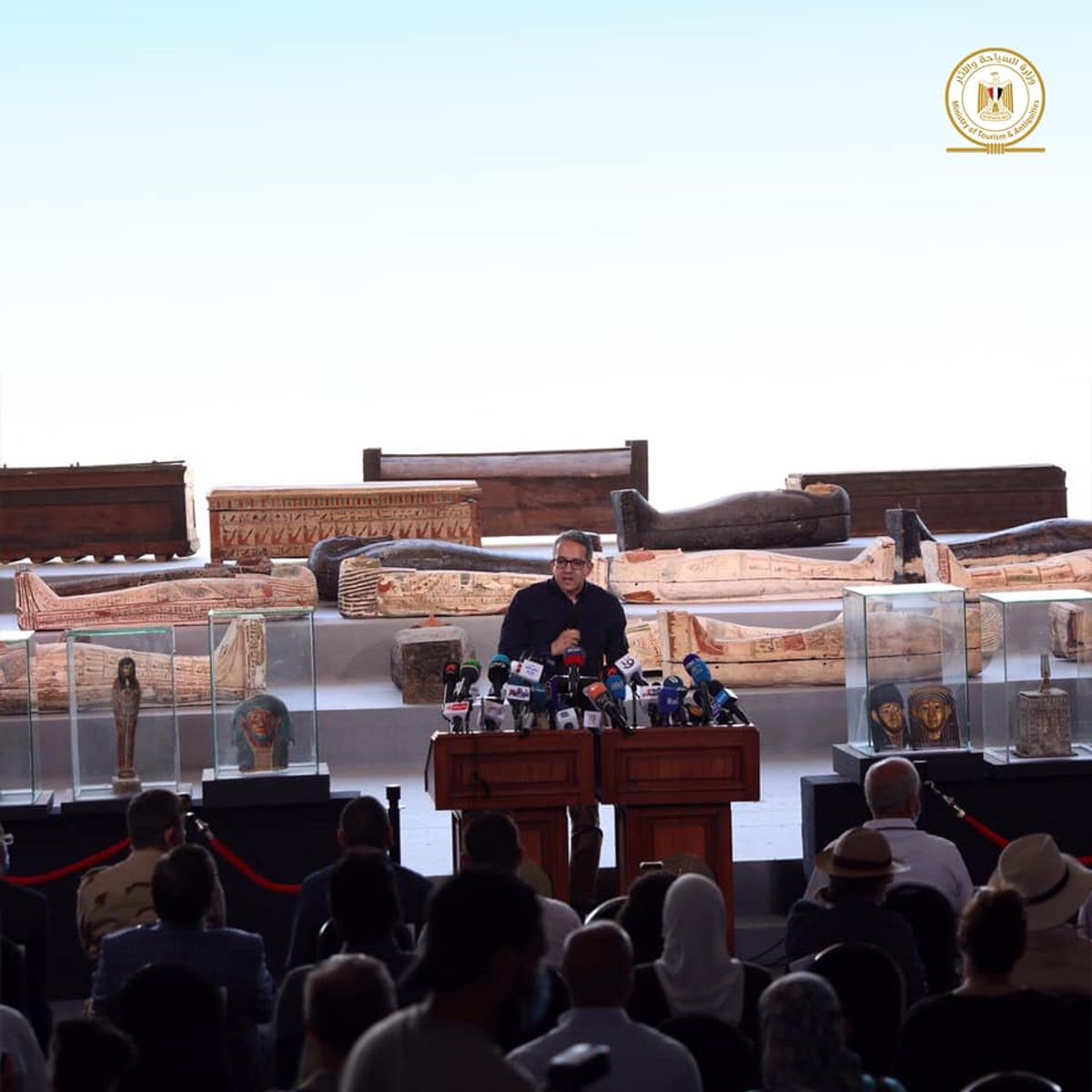 The discovery was announced at a press conference last week © Ministry of Tourism and Antiquities, Egypt
