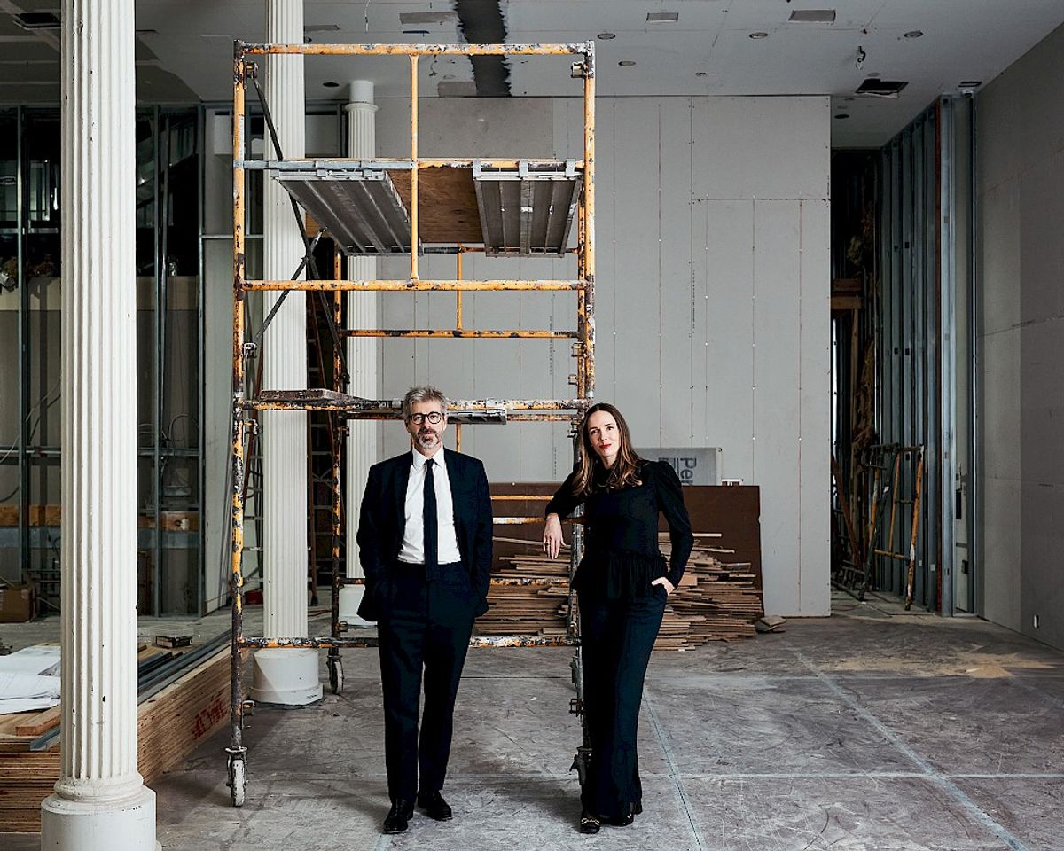 Timothy Taylor and Chloe Waddington, a partner at the gallery, in Timothy Taylor's new Tribeca space
Courtesy of Timothy Taylor