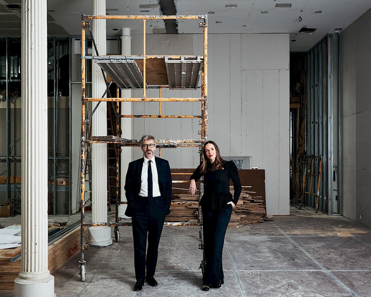 Timothy Taylor and Chloe Waddington, a partner at the gallery, in Timothy Taylor's new Tribeca space
Courtesy of Timothy Taylor