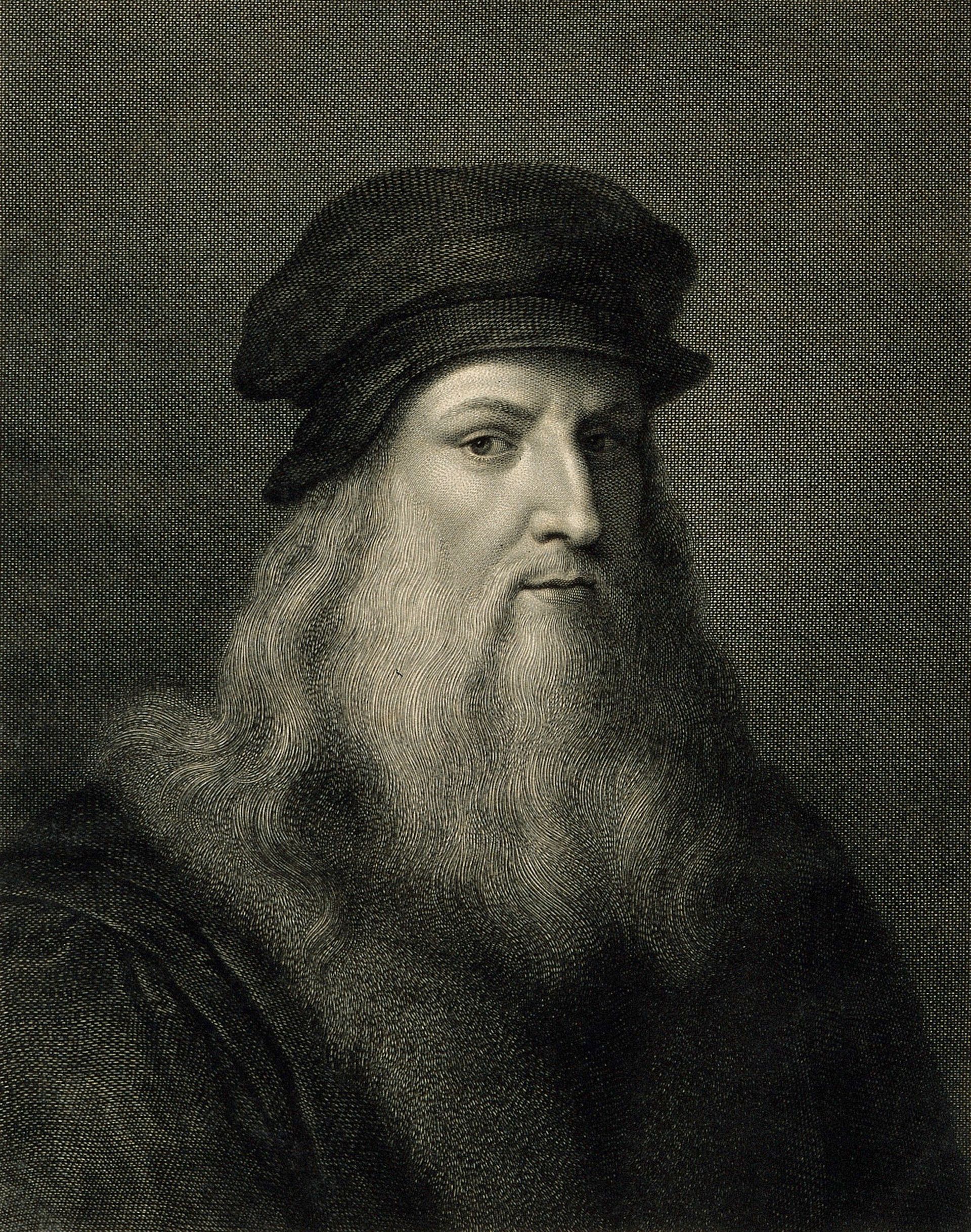 Raffaello Sanzio Morghen portrait of Leonardo da Vinci Wellcome Collection, via Wikimedia Commons