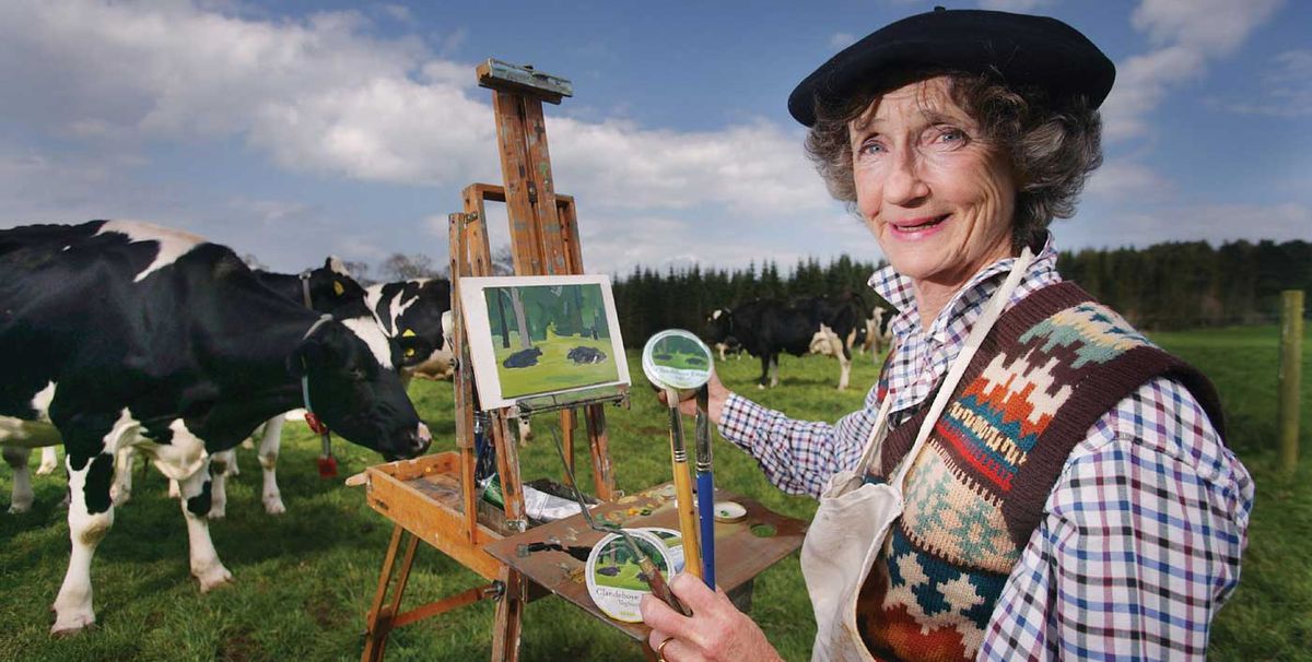 Lindy Dufferin painting her herd at Clandeboye, Co Down 