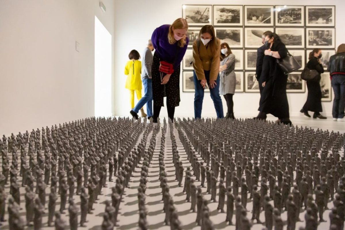 Installation view of Diversity United at the New Tretyakov Gallery Moscow, with Fernando Sánchez Castillo's installation Memorial (2020) in the foreground Photo: Julia Zaharova / Tretyakov Gallery