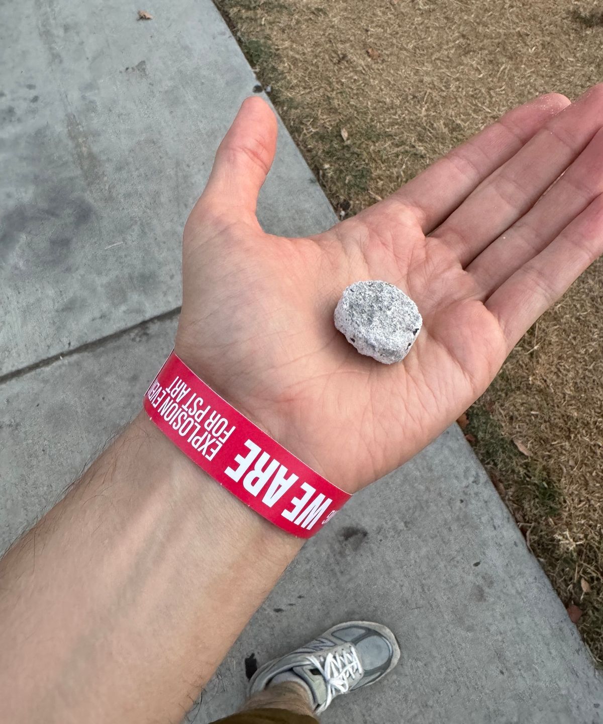 An example of debris that struck a guest during WE ARE, Cai Guo-Qiang's firework event for the launch of Getty's PST Art Photo by Adam L.