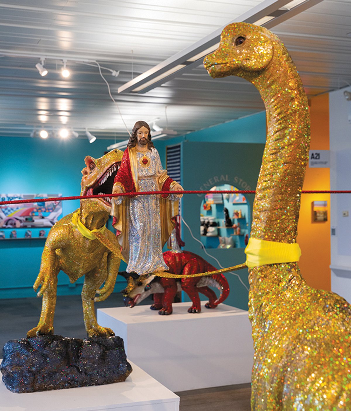 Ebenezer Singh’s glitter-coated resin sculptures are on show at Spring Break Steven Molina Contreras