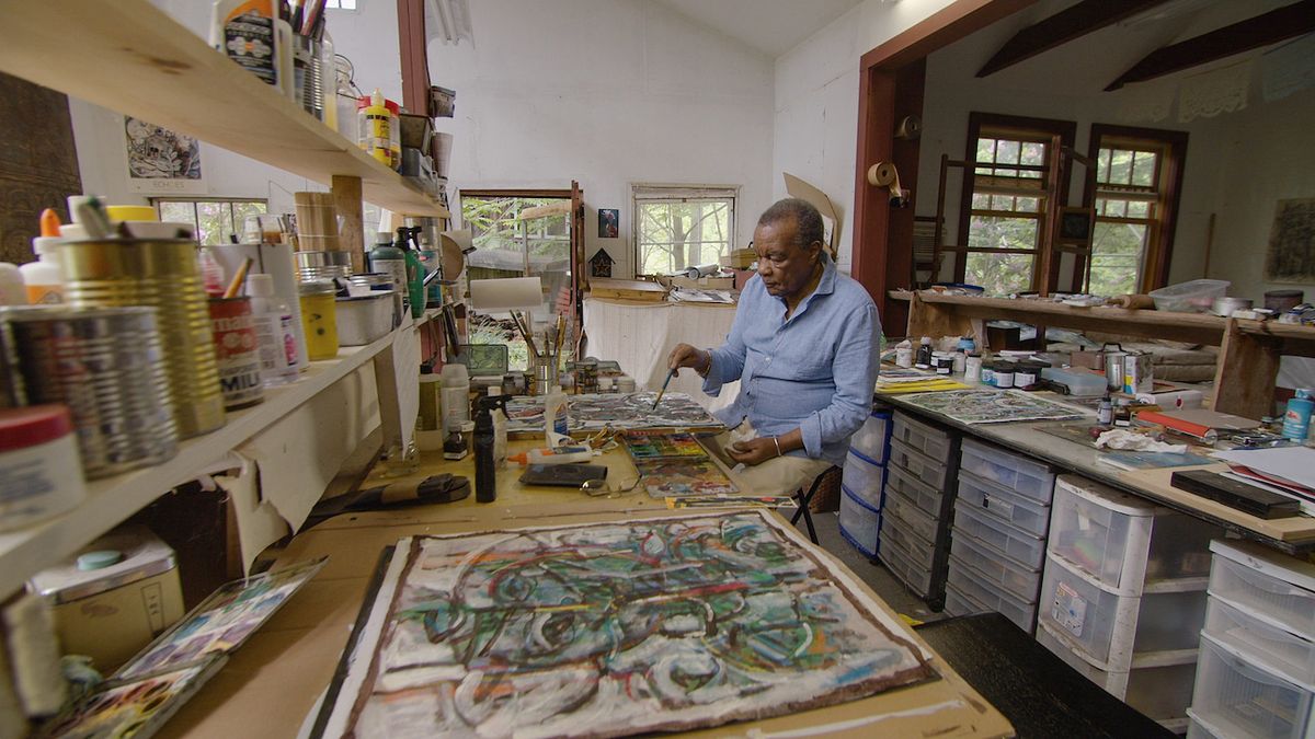 David Driskell in his studio in HBO's Black Art: In the Absence of Light (2021) Courtesy HBO