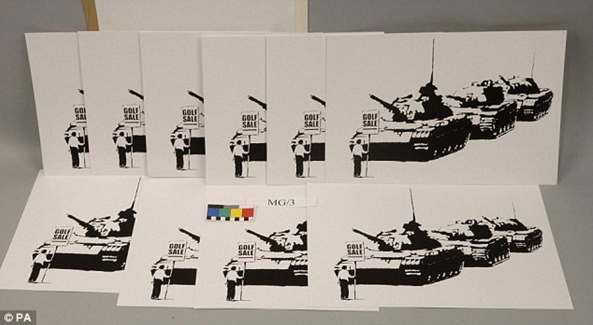 The fake Banksy prints were offered on eBay Photo: Metropolitan Police/PA Wire