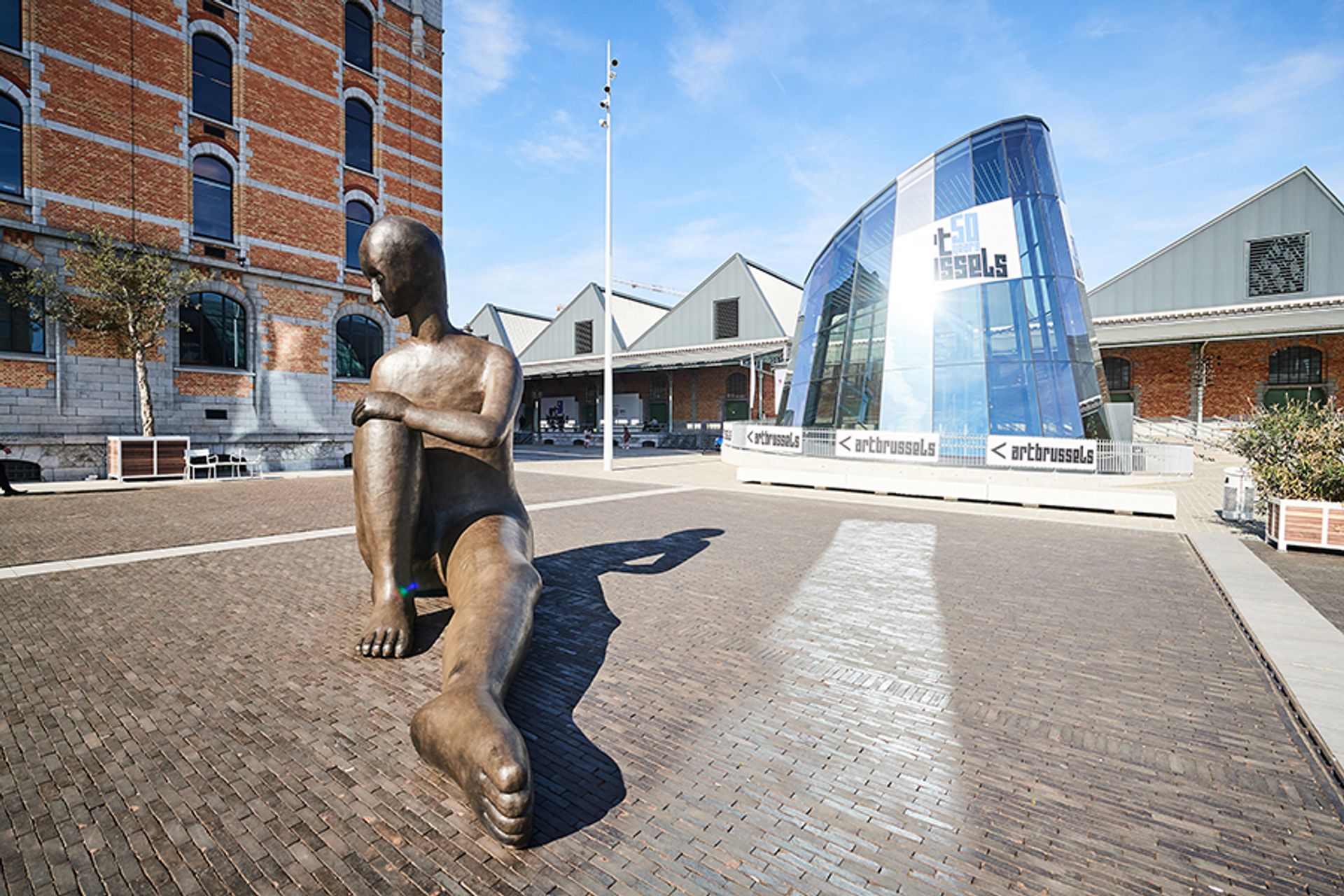 Henk Visch's bronze sculpture Das Kino (2011), presented by Tim Van Laere Gallery outside the entrance to Art Brussels David Plas