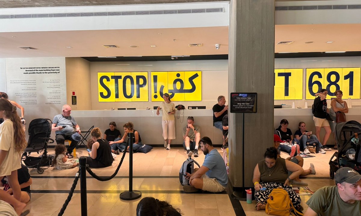 Israeli art spaces and workers join nationwide strike and protests, calling for hostage deal and end to war in Gaza