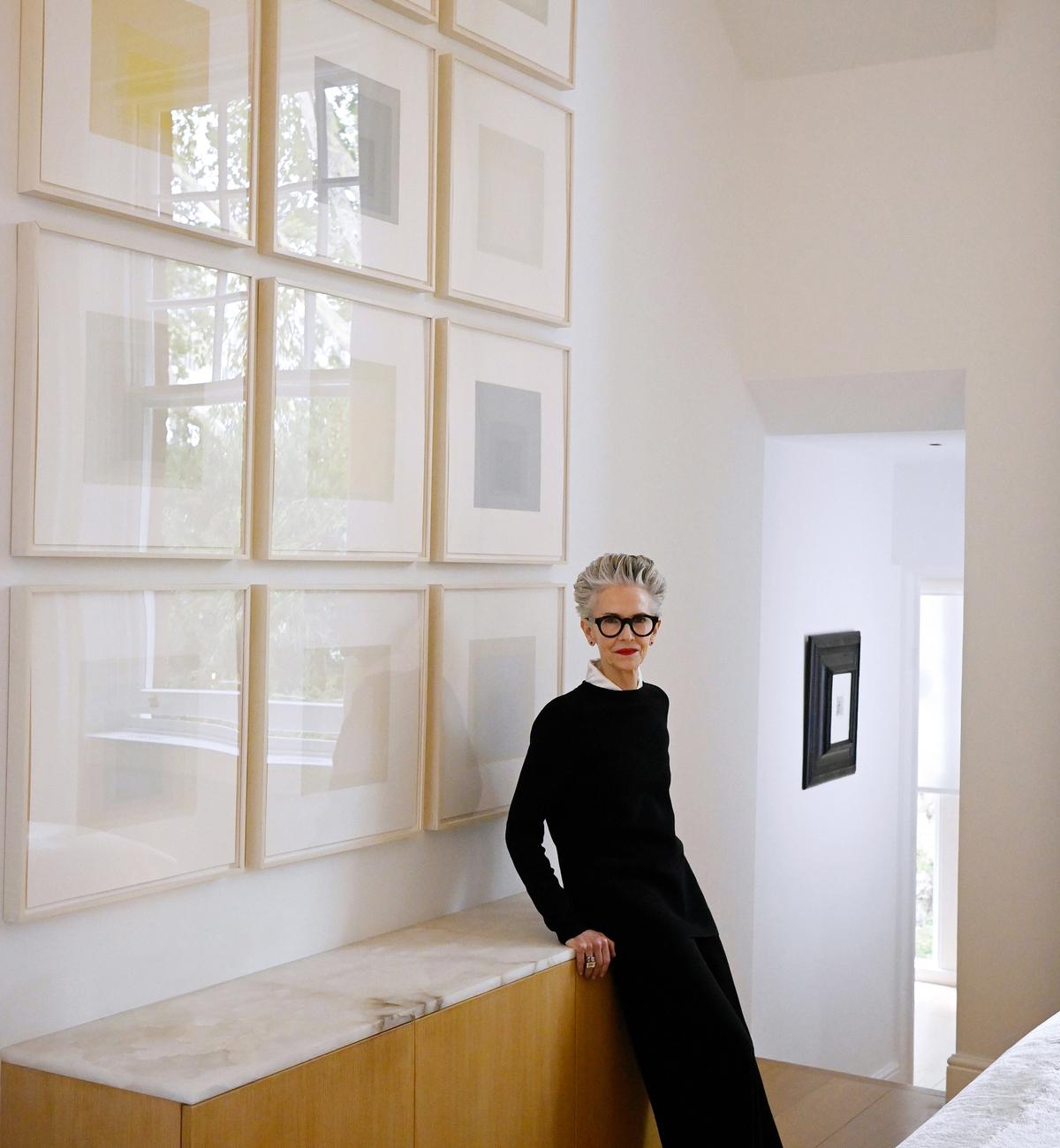 Catherine Walsh with her complete portfolio of 12 screenprints of Josef Albers’ Gray Instrumentation II (1975)
Photo: © Katherine Hardy; artworks: © Josef and Anni Albers Foundation/DACS