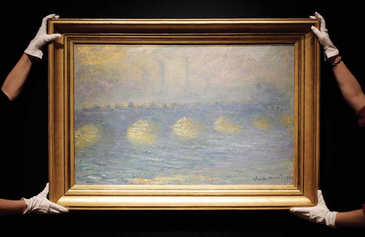 While Monet’s Waterloo bridge, temps couvert (1904) sold at Christie’s in 2007 for £17.9m, in hard times hackneyed lesser pieces may struggle Shaun Curry/AFP via Getty Images