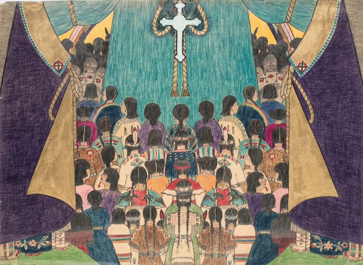 Portion of Mary Sully's The Indian Church (around 1938-45) Collection of Philip J. Deloria