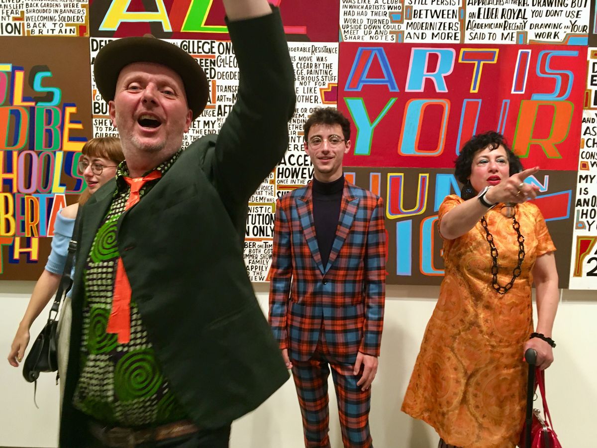 Bob and Roberta Smith, with his children Etta and Fergal, and wife Jessica © Louisa Buck