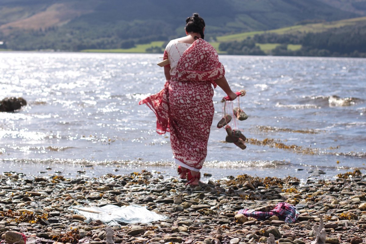 Still from নীল. Nil. Nargis. Blue. Bring in the tide with your moon... (2019), by Raisa Kabir Image courtesy of the artist and indigo + madder