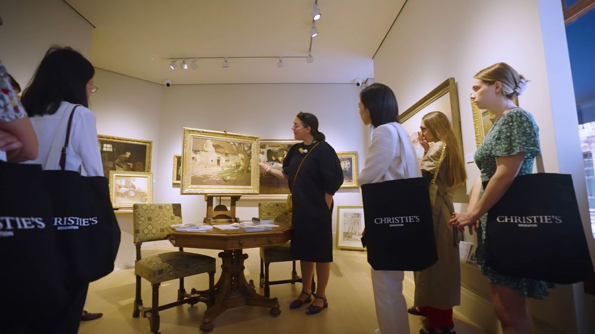 Christie's Education students are invited to handle works of art under the guidance of Christie’s auction house specialists Christie's Education