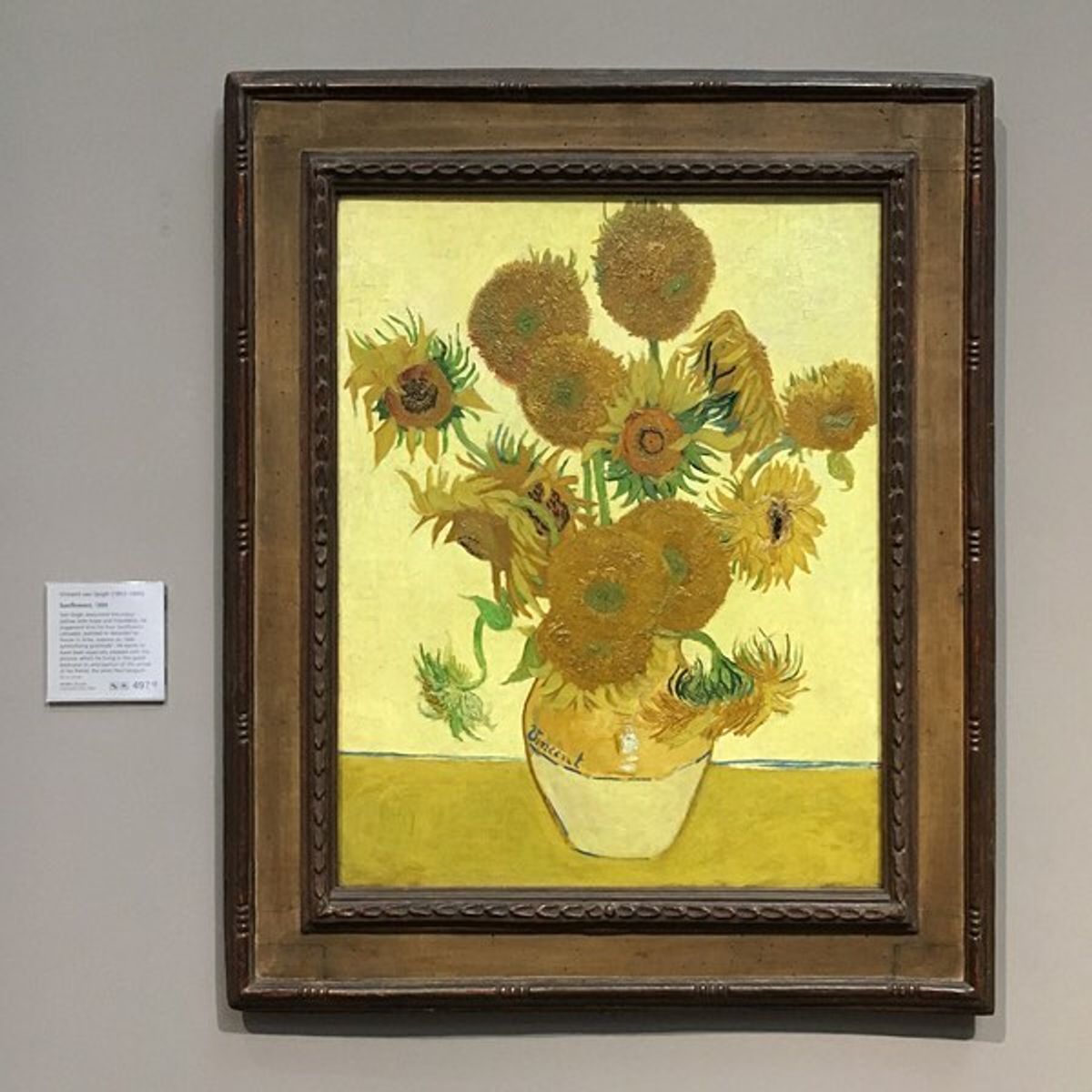 Van Gogh, Sunflowers, August 1888, at the National Gallery, London Courtesy of the National Gallery via Instagram