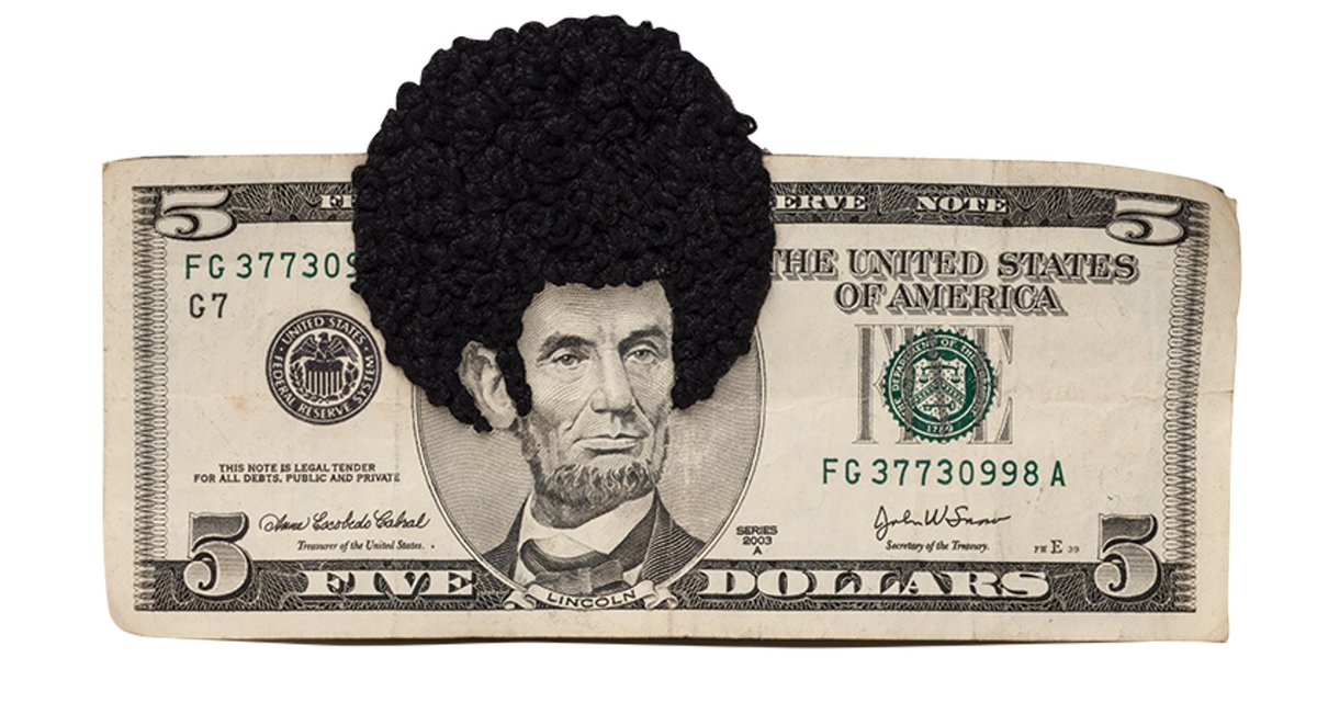A new take on the Great Emancipator: Sonya Clark’s Afro Abe II (2010) Photo: Lee Stalsworth, National Museum of Women in the Arts; © Sonya Clark