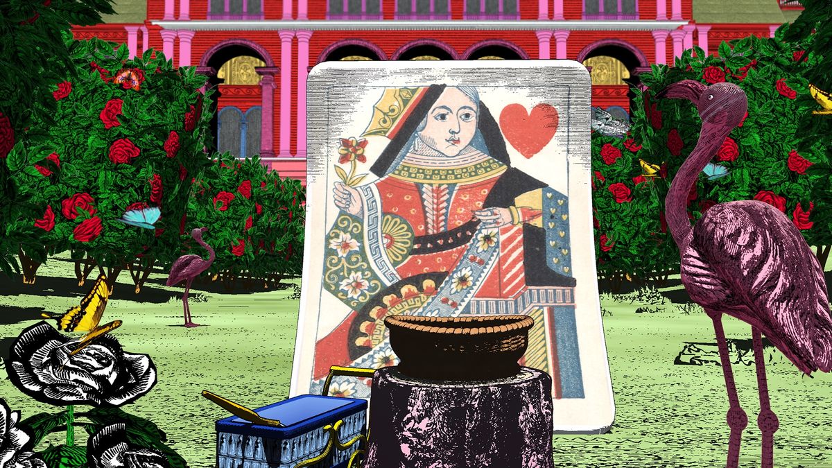 Still from Curious Alice, a VR experience created by the V&A and HTC Vive Arts. Featuring original artwork by Kristjana S Williams, 2020 courtesy V&A