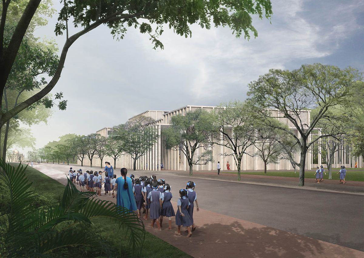 A digital rendering of the previously named Mughal Museum in Agra India, designed by David Chipperfield Architects © David Chipperfield