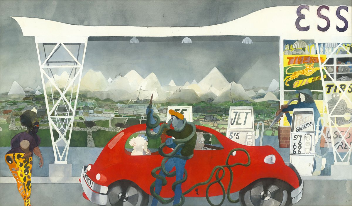 Burra made works such as Cornish Clay Mines (1970) as his health declined and motor tours of the UK countryside replaced exotic jaunts
© The estate of Edward Burra, private collection