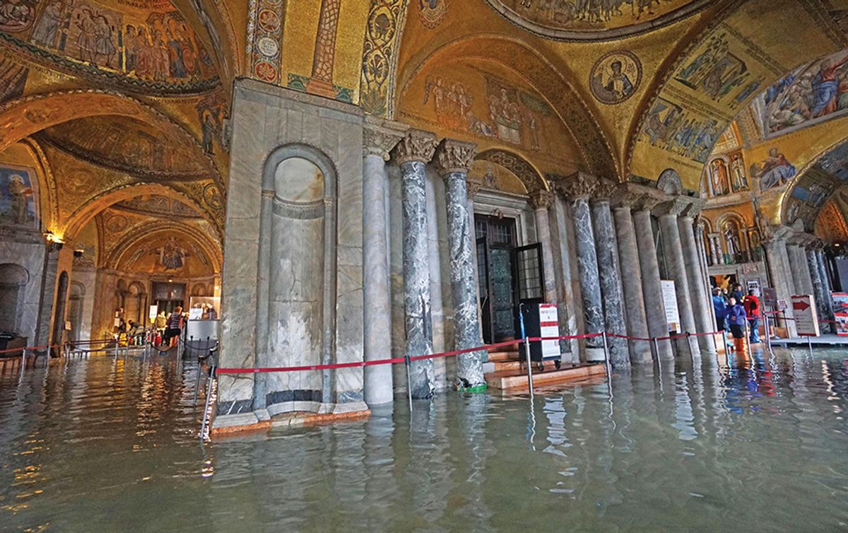 In October, water penetrated the main body of the Basilica for only the fifth time in its history © Andrea Merola/EPA-EFE/REX/Shutterstock
