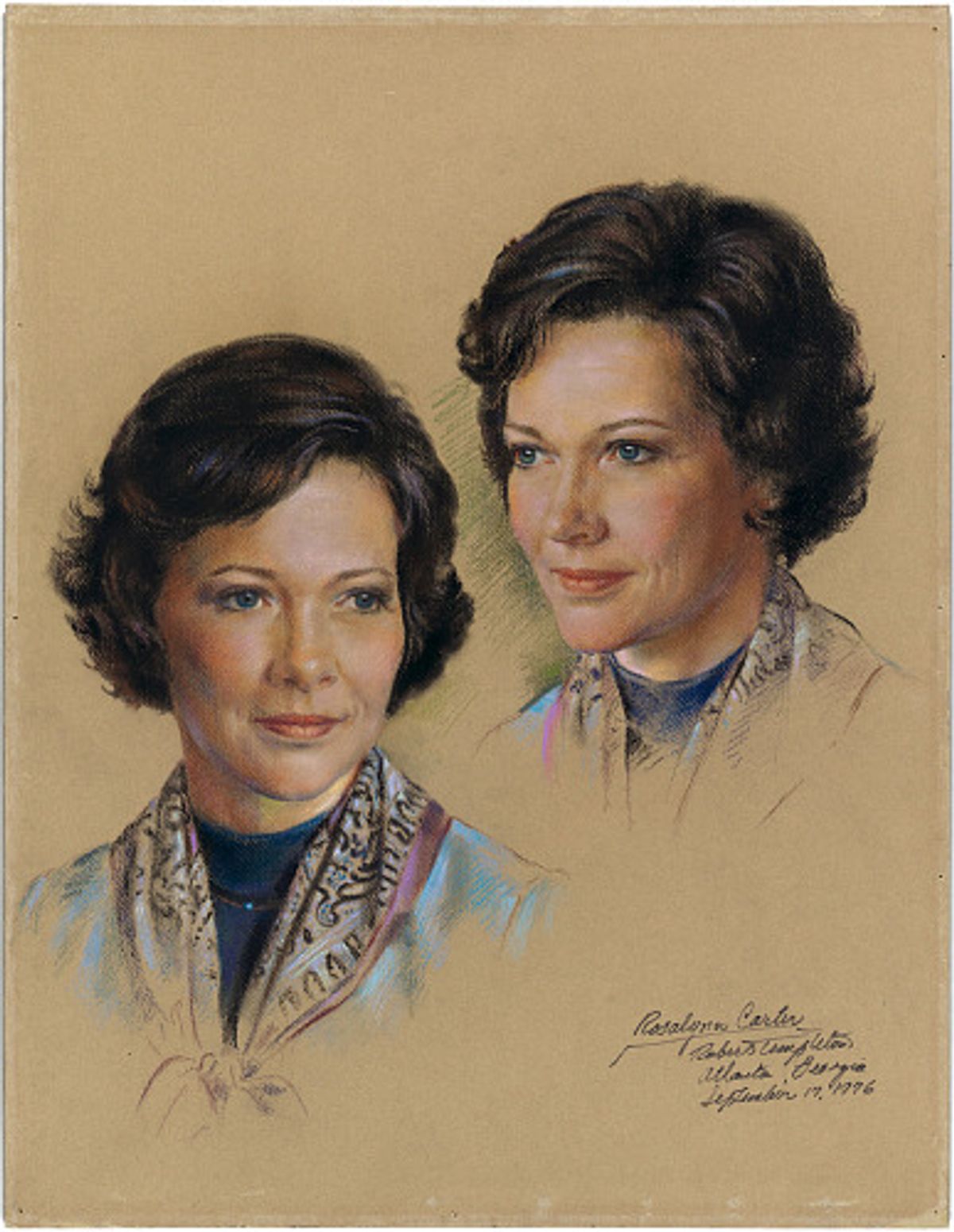Robert Clark Templeton, Rosalynn Smith Carter, 1976, pastel on illustration board National Portrait Gallery, Smithsonian Institution; donated by Mark, Kevin and Tim Templeton, sons of the artist