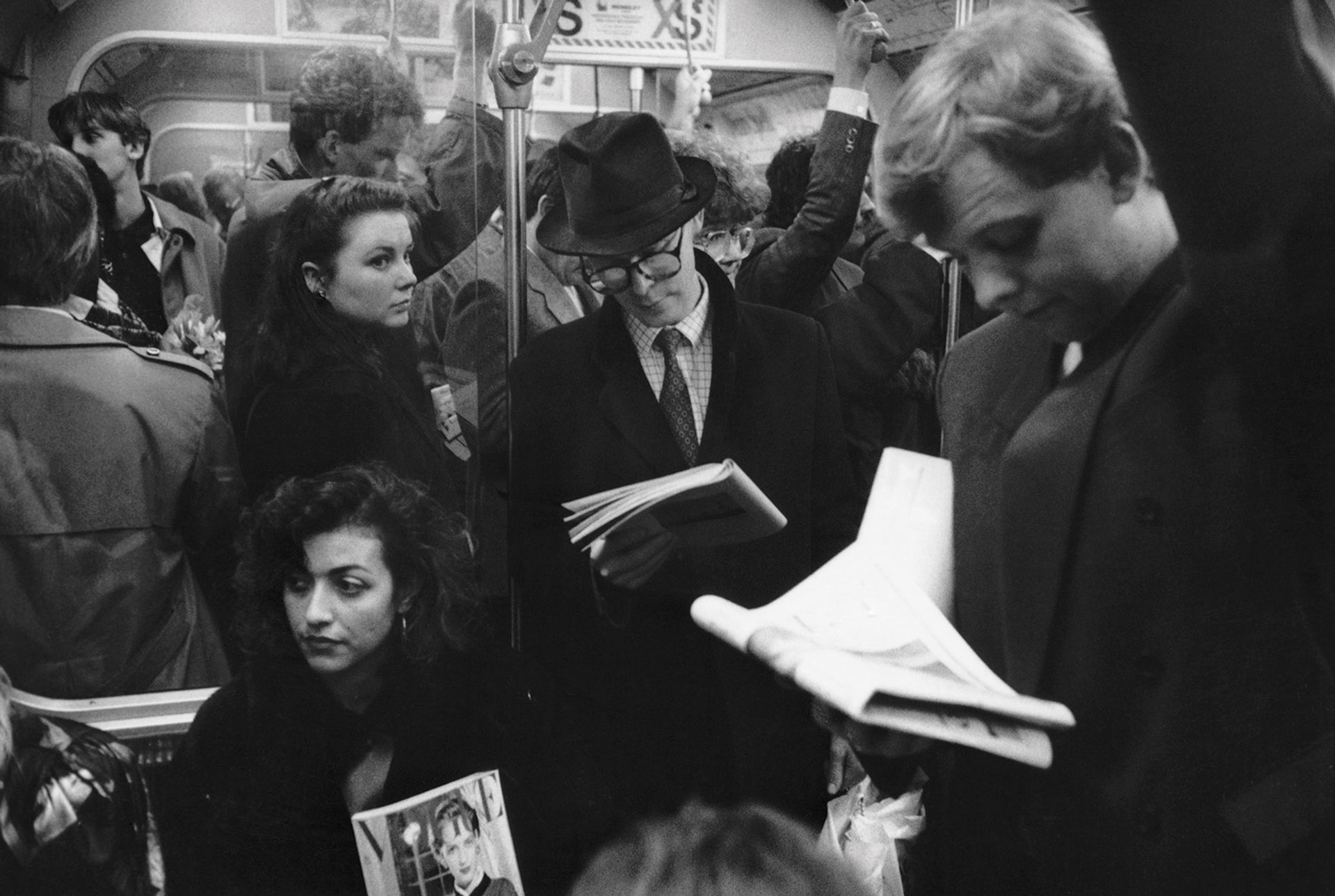 Black and white and read all over: the Underground in 1991, before screens replaced newspapers and magazines Photo: Gideon Mendel/Corbis via Getty Images