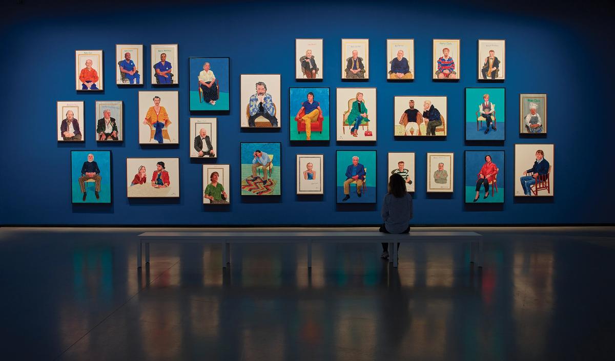 The densely hung Gallery 4 at the Fondation Louis Vuitton in Paris “shows how much Hockney likes to create a world around himself”
Installation view: © David Hockney/Fondation Louis Vuitton/Marc Domage