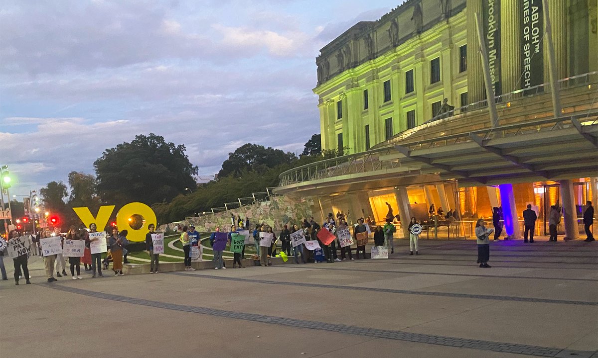 Brooklyn Museum employees rally at open home to name consideration to stalled contract negotiations Brooklyn Museum employees rally at open home to name consideration to stalled contract negotiations