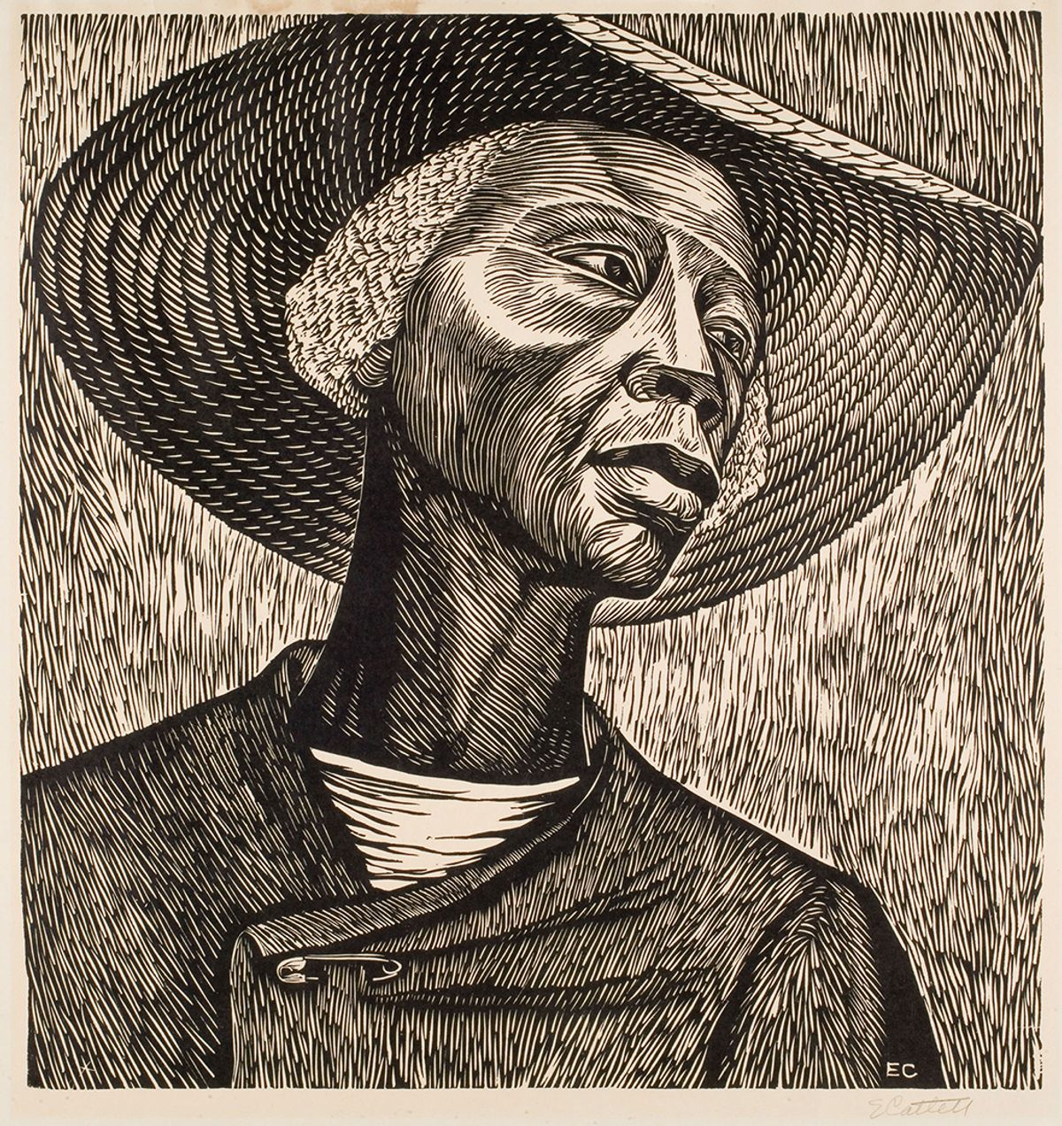 Elizabeth Catlett’s linocut Sharecropper (1952) © Mora-Catlett Family/licensed by VAGA at ARS