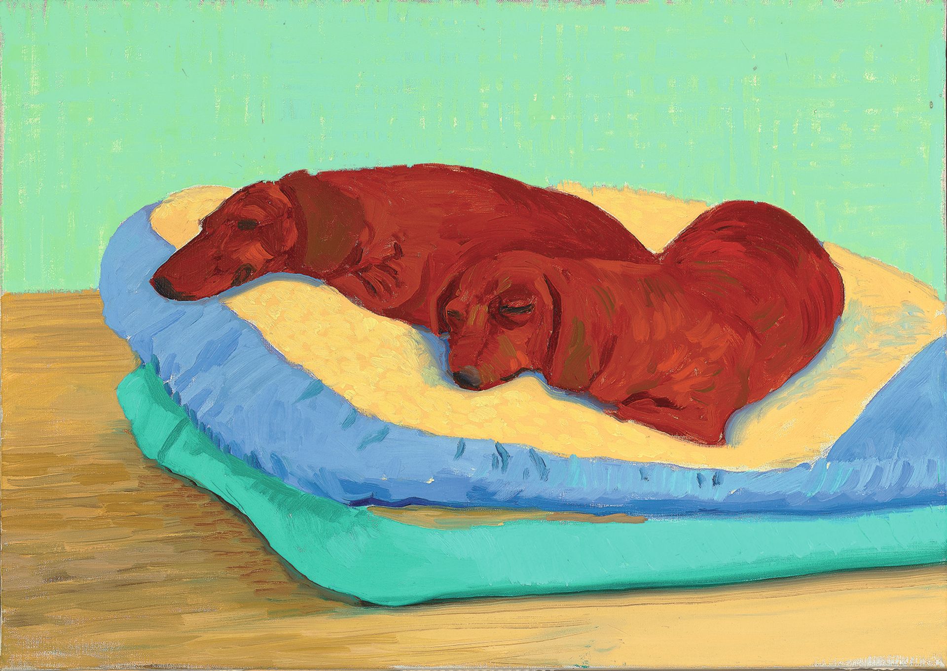 David Hockney’s Dog Painting 19 (1995), one of hundreds the artist created of his beloved dachshunds

Courtesy the artist

