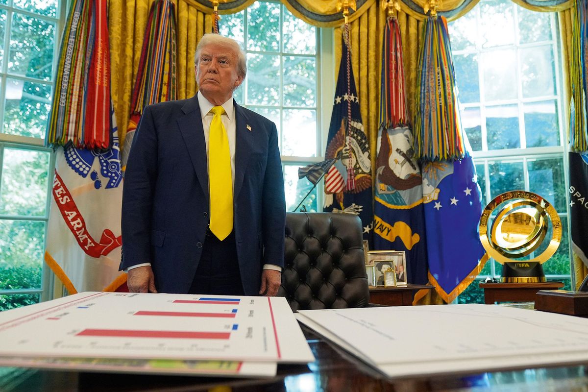 Donald Trump announced new global tariffs last month, aiming to create jobs and increase tax revenues in the US. But most economists believe the move will reduce international trade, increase prices and result in job losses
Associated Press/Alamy Stock Photo