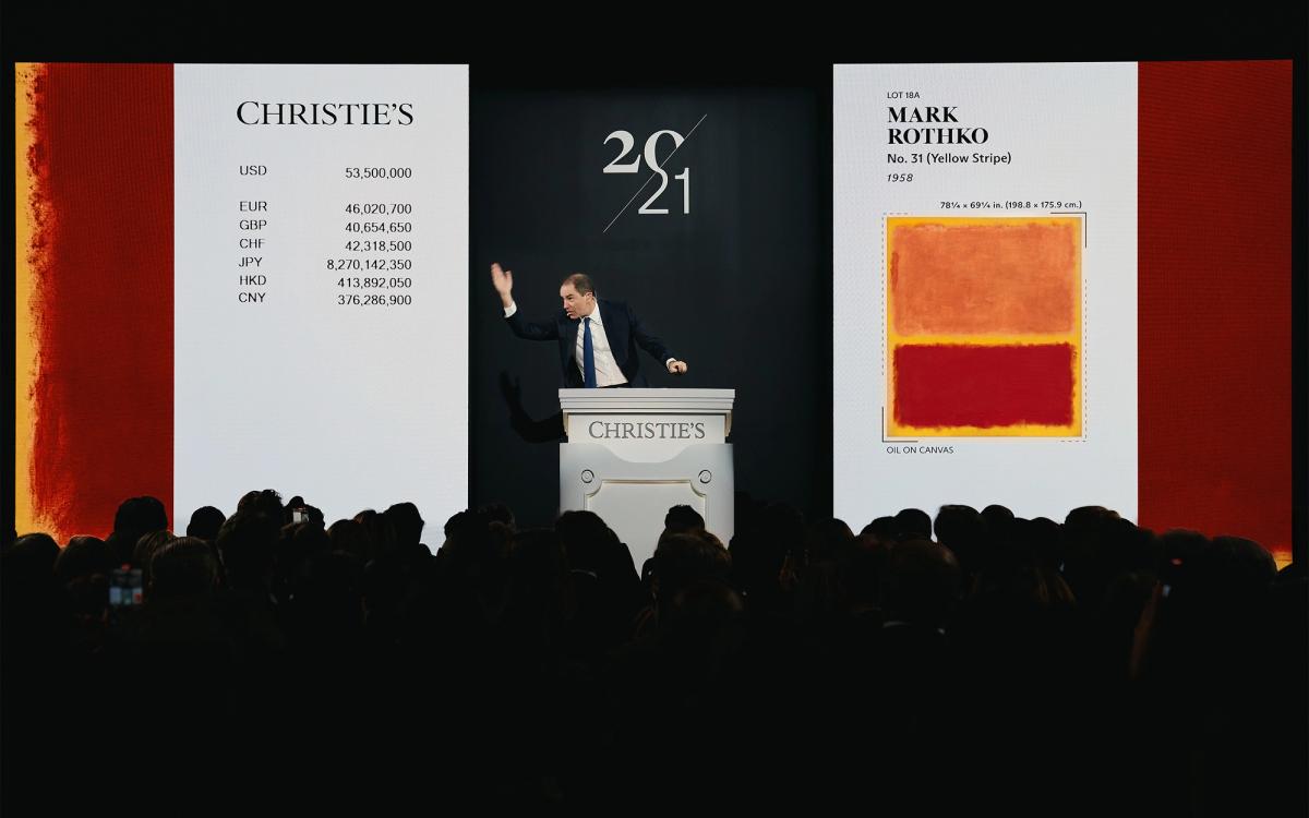 Adrien Meyer sells Mark Rothko's No 31 (Yellow Stripe) (1958) at Christie's sale of the collection of Robert F. and Patricia G Ross Weis, on 17 November in New York
Courtesy of Christie's
