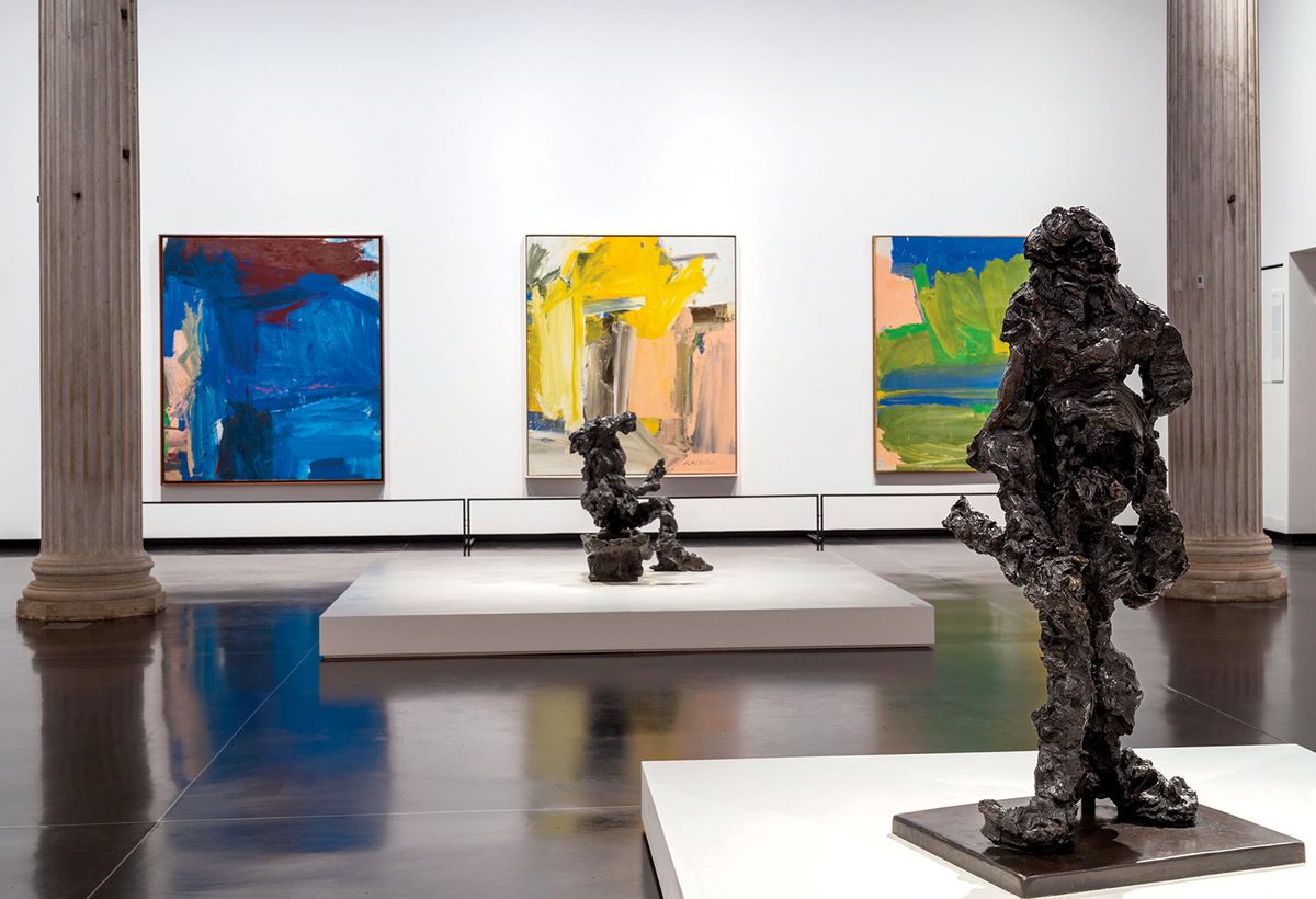"Terrific pictorial grouping": an installation shot of the exhibition including three paintings made in 1960 (left to right): A Tree in Naples, Door to the River and Villa Borghese Photo: Matteo de Fina © 2024 Willem de Kooning Foundation; SIAE


