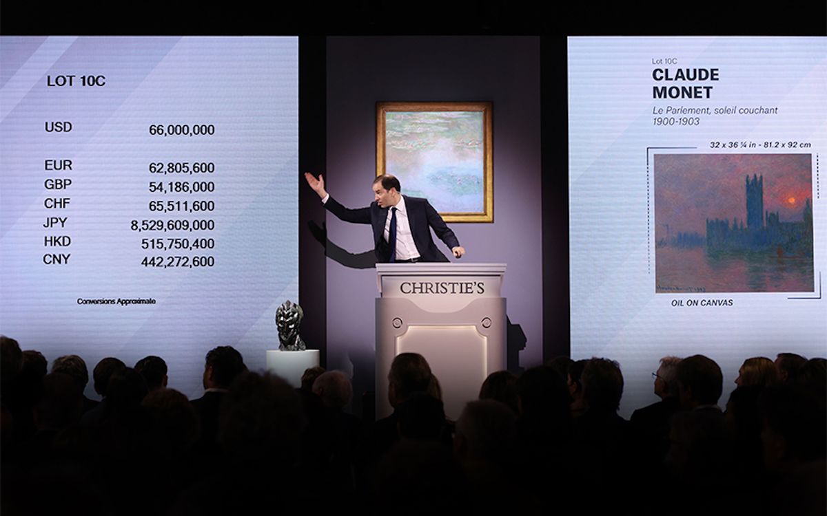 Adrien Meyer selling Claude Monet's Le Parlement, soleil couchant at Christie's evening sale of 20th century art on 12 May in New York Photo courtesy Christie's Images Ltd.