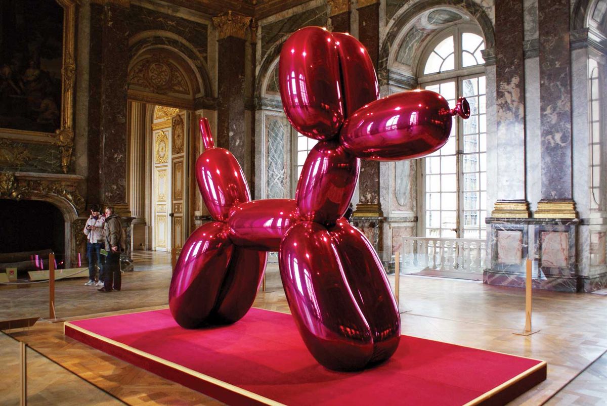 Jeff Koons's Balloon Dog (Magenta) (1994-2000) was among the works placed in the historic setting of Versailles for the US artist's first major retrospective in 2008 © Marc Wathieu