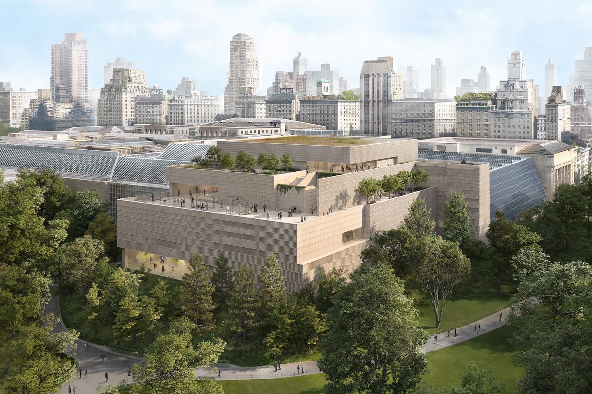 Exterior rendering of the Metropolitan Museum of Art’s Tang Wing, view from the southwest corner Visualisation: © Filippo Bolognese Images, courtesy of Frida Escobedo Studio