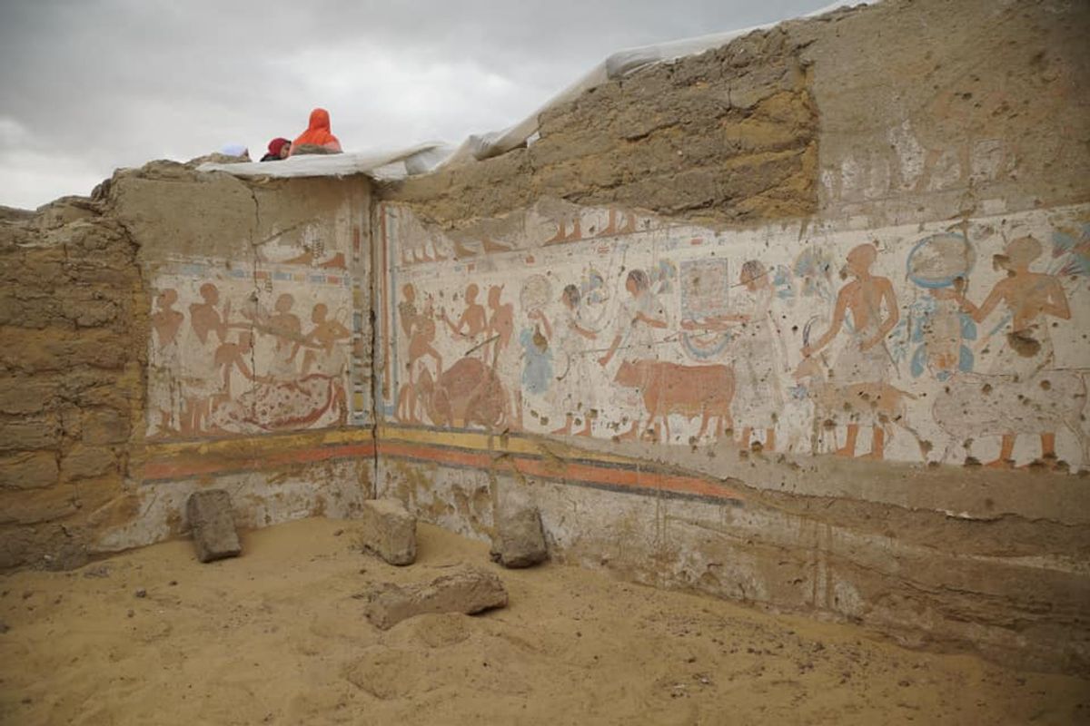 The walls of the royal treasurer's tomb bear painted scenes © ‎Ministry of Tourism and Antiquities/Facebook