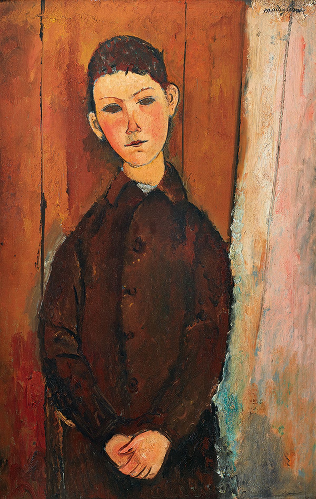 Modigliani's Jeune homme assis, les mains croisées sur les genoux (1918) Courtesy of Sotheby's