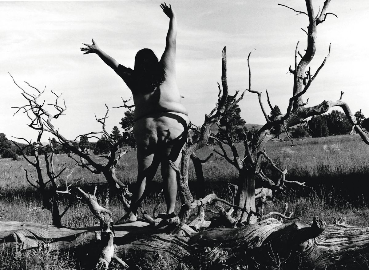 In her series Nature Self-Portrait #5 (1996), Laura Aguilar, a Chiquana LGBTQ artist, is seen intertwined with boulders and branches

© Laura Aguilar Trust of 2016