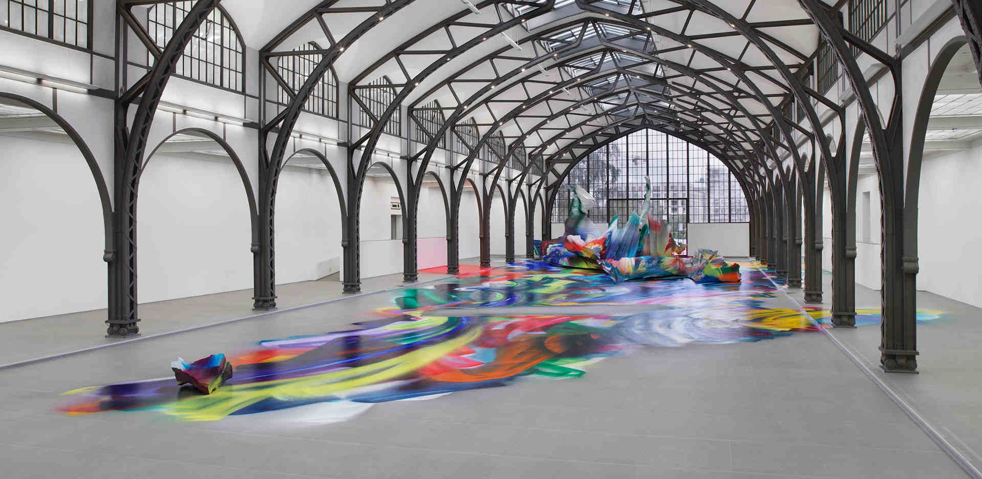 The Hamburger Bahnhof's current show is a huge painting by Katharina Grosse that covers the main hall of the museum, the courtyard and the facade of the Rieckhallen Courtesy KÖNIG GALERIE, Berlin, London, Tokyo / Gagosian / Galerie nächst St. Stephan Rosemarie Schwarzwälder, Wien © Katharina Grosse / VG Bild-Kunst, Bonn 2020 / Photo: Jens Ziehe