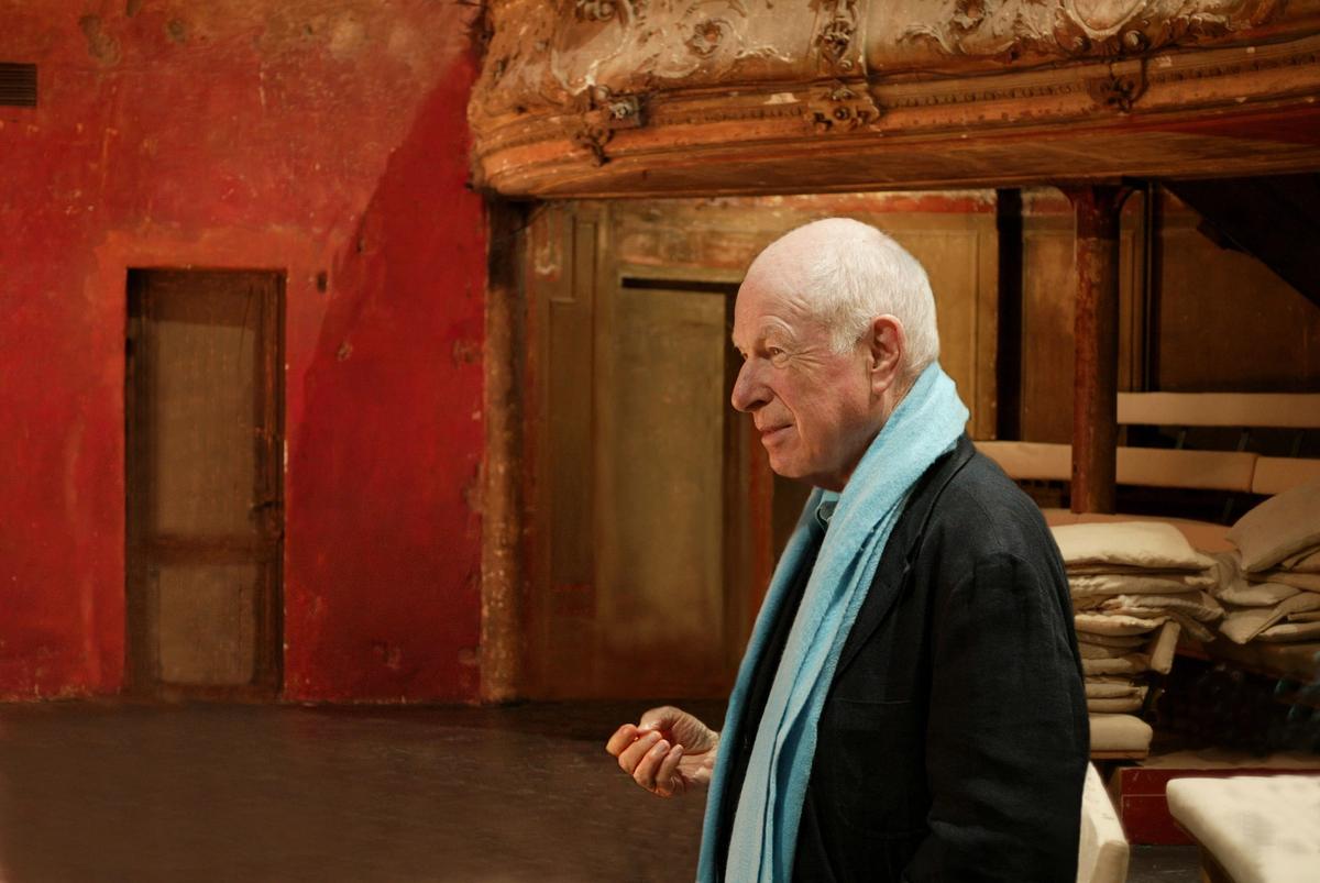 Peter Brook at his theatre, the Bouffes du Nord in Paris, in 2013 Photo: Thomas Rome