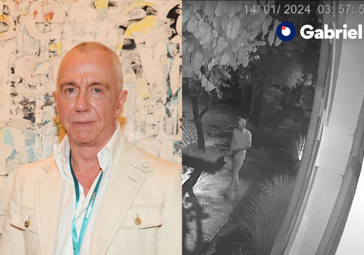 The Manhattan dealer Brent Sikkema (left) died in Rio de Janeiro on 15 January; security footage showed a suspect in Sikkema's murder (right) leaving his building Sikkema: Photo by Joe Schildhorn / BFA.com; security footage: Courtesy Gabriel Security Company