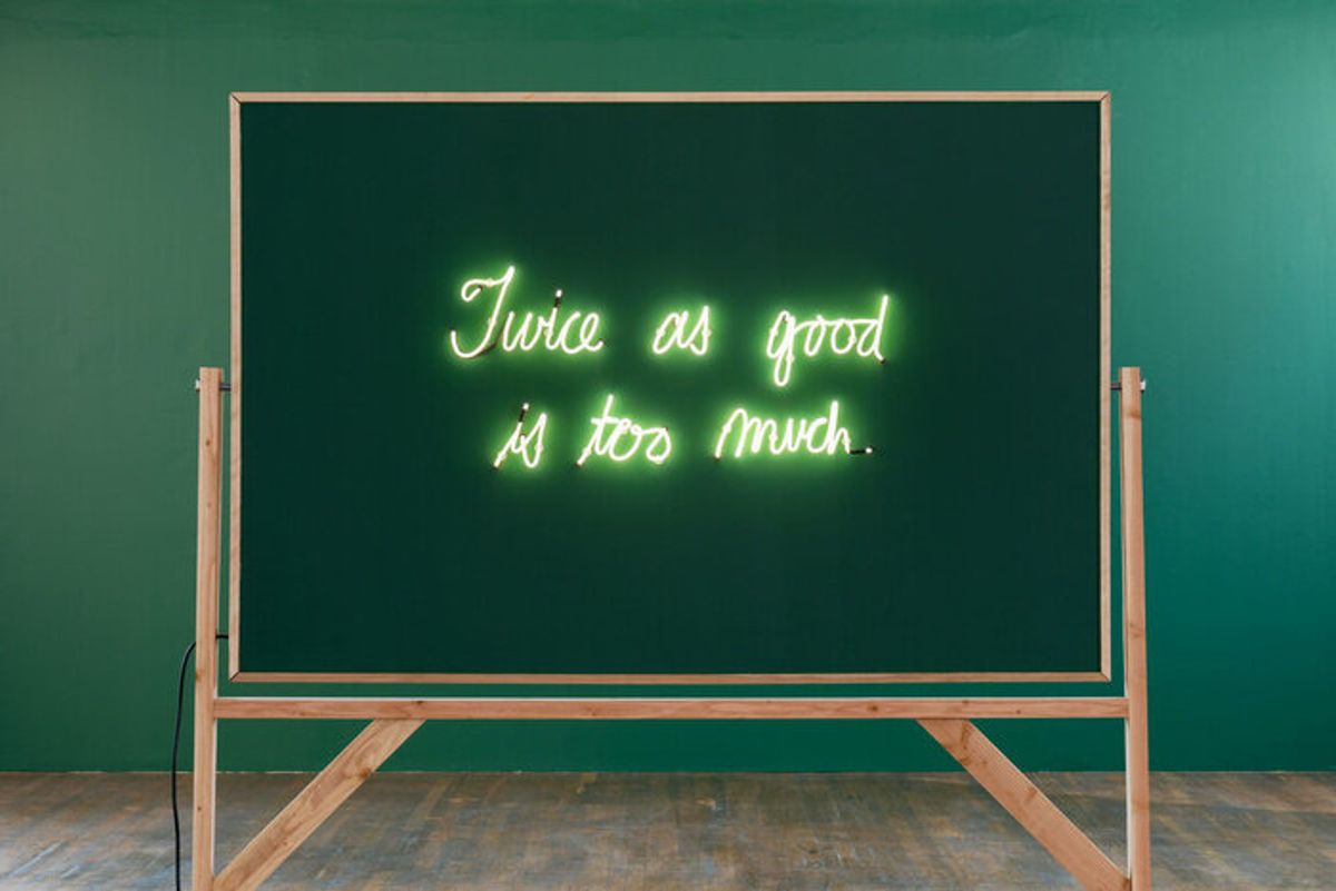 EJ Hill, Lesson #2 (2019), birch wood, acrylic, latex, mirrored acrylic, neon © EJ Hill. Photo courtesy of Jack Shainman Gallery, New York