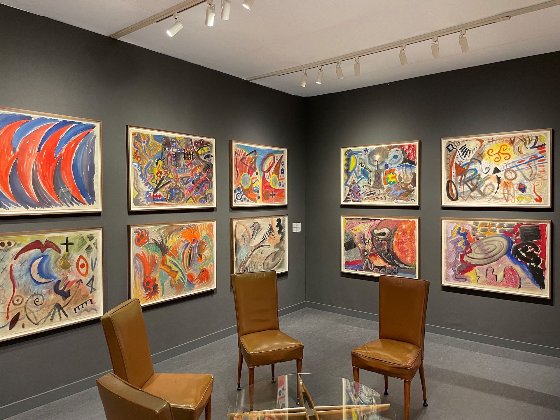Installation view of Michael Werner Gallery's stand at the 2022 ADAA Art Show, featuring works by A.R. Penck Courtesy Michael Werner Gallery, New York and London.