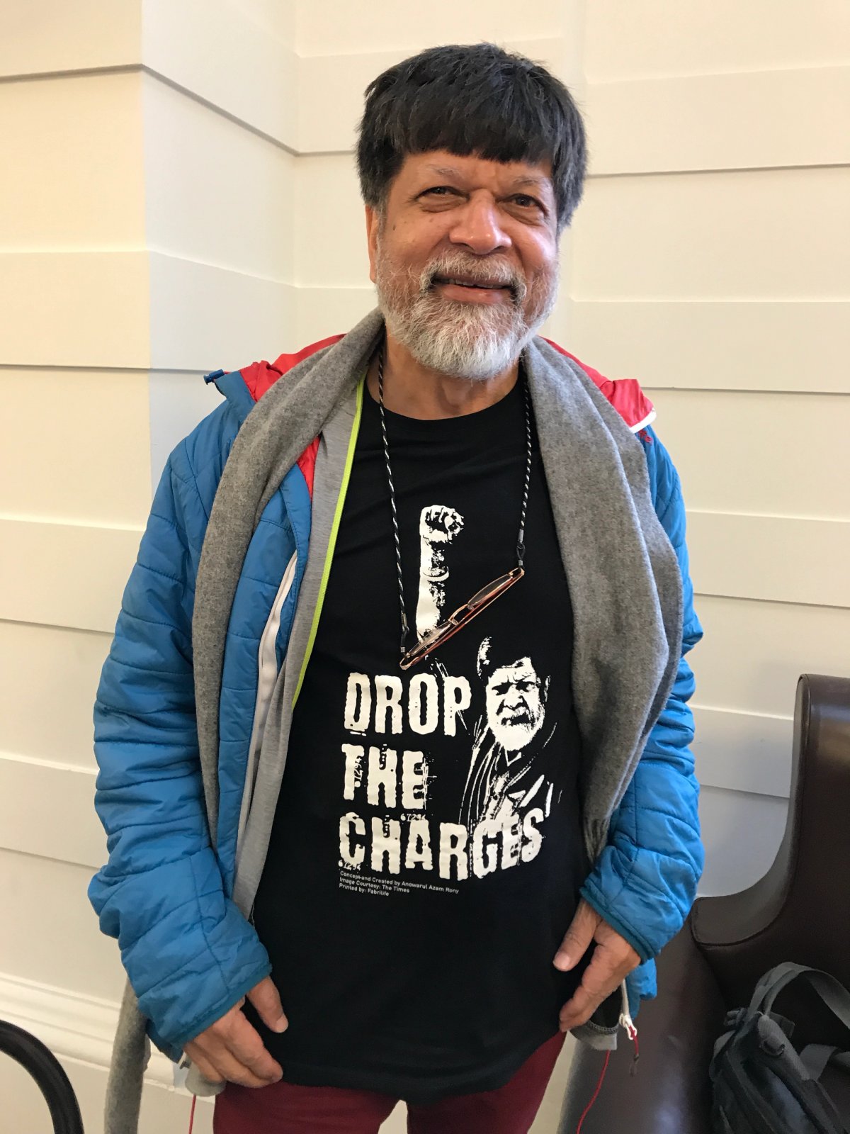 Shahidul Alam photographed at Tate Britain earlier this year