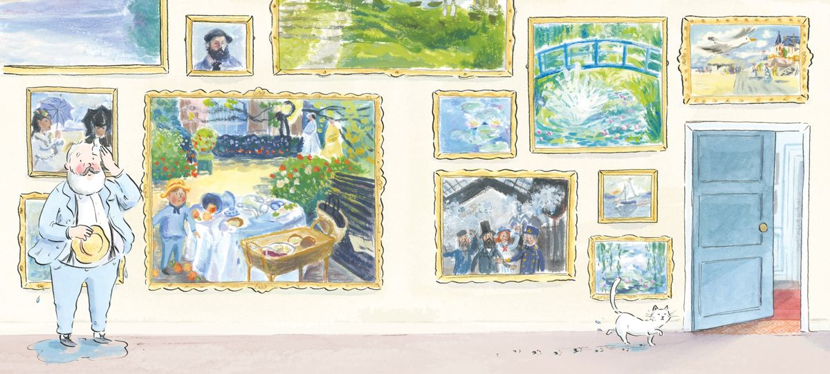 An illustration by Becky Cameron from the book Monet’s Cat, written by Lily Murray Courtesy of Michael O’Mara Books