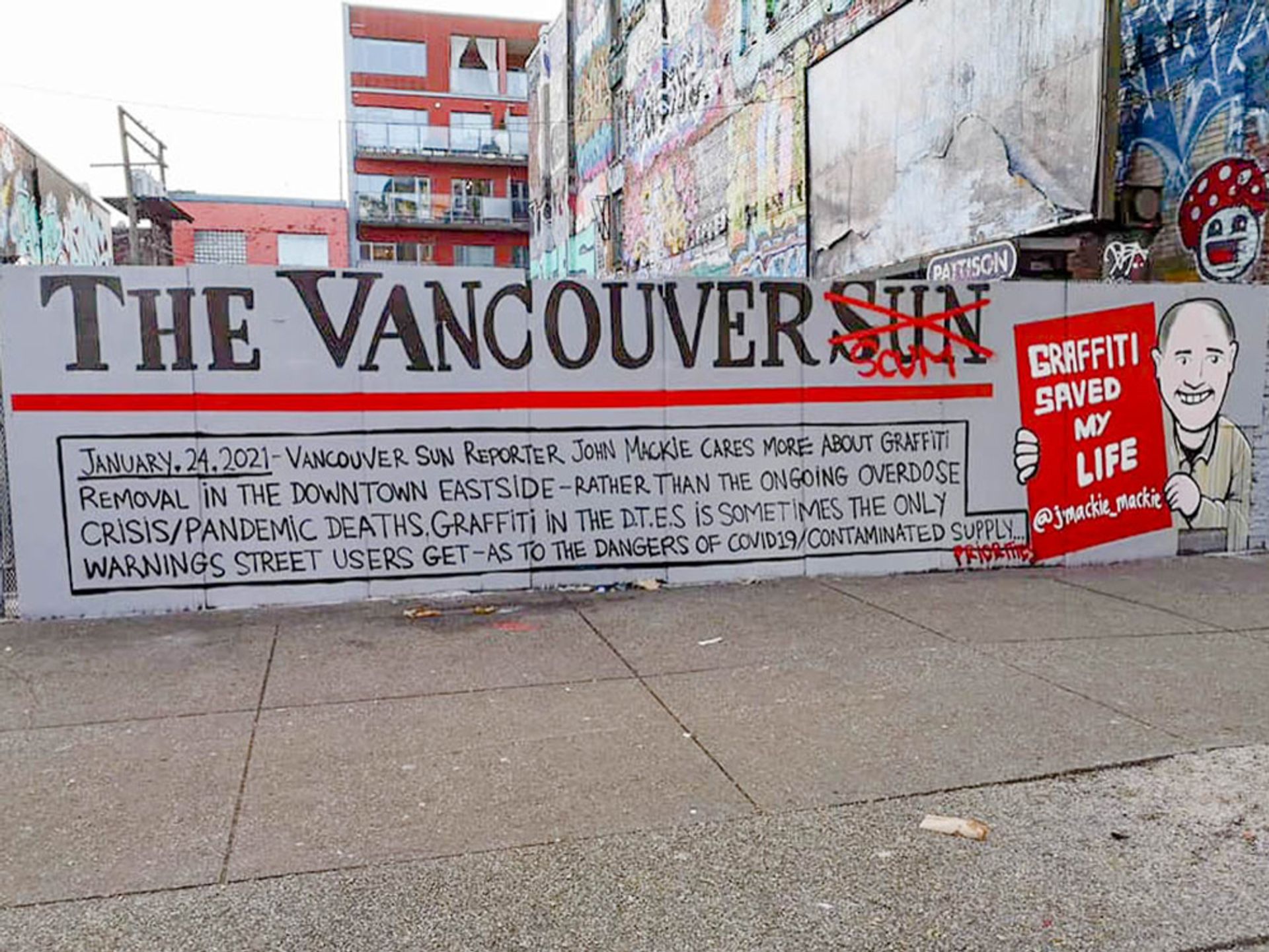 Local street artists responded to an article complaining of graffiti in downtown Vancouver with a unique “letter to the editor” Photo: Trey Helten