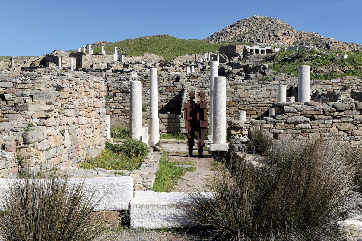 The sculptor Antony Gormley has dispersed 29 of his “bodyforms” around Delos, a Unesco World Heritage site © Panos Kokkinias; courtesy of NEON, the Ephorate of Antiquities of Cyclades and Antony Gormley