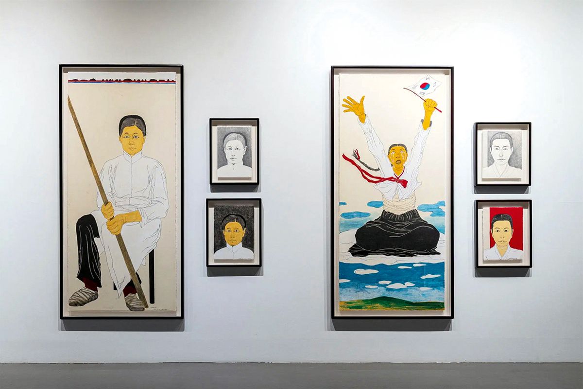 Yun Suknam’s Women of Resistance series (2020-23), shown at the Busan Biennale, highlights female heroes who have been eclipsed by their male counterparts
Courtesy the artist and Hakgojae Gallery
